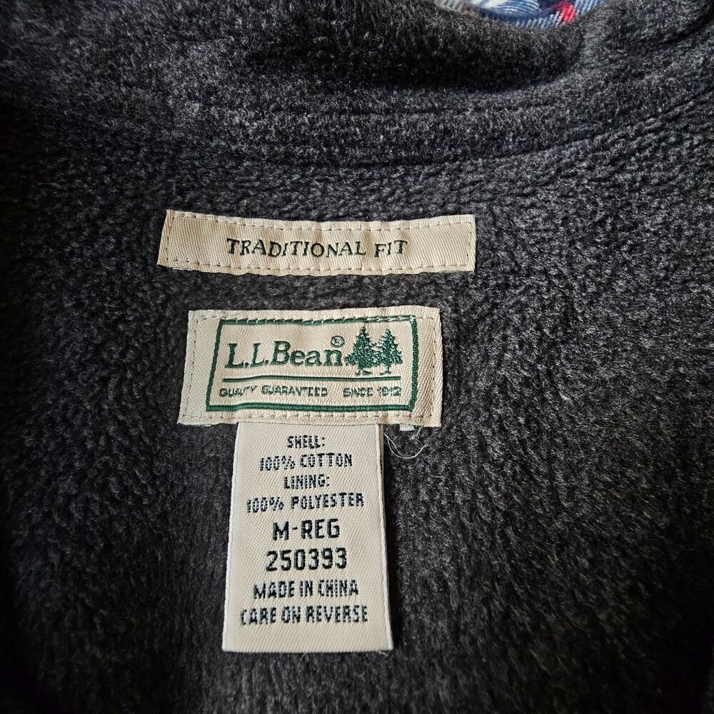 L.L. Bean Mens Fleece Lined Flannel Shirt, Blue Plaid, Cotton, Size Medium - Picture 3 of 9